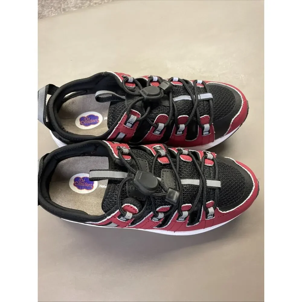 Dr Comfort Amelia Womens Red Black Diabetic Shoes 6 Wide 11270 Bungee Sneakers